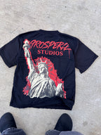 Black distressed liberty tee