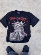 Black distressed liberty tee